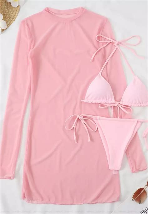 Its Me Pcs Sexy Mesh Solid Color Bikini Swimsuit Buy Its Me