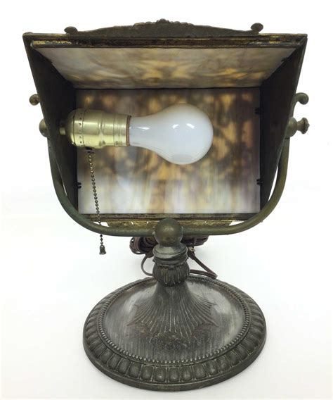 Lot Vintage Bradley Hubbard Slag Glass Desk Lamp
