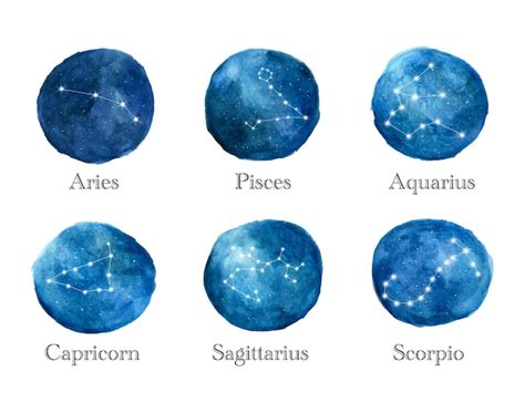 Acuarela conjunto de signos del zodíaco símbolos del zodiaco redondos