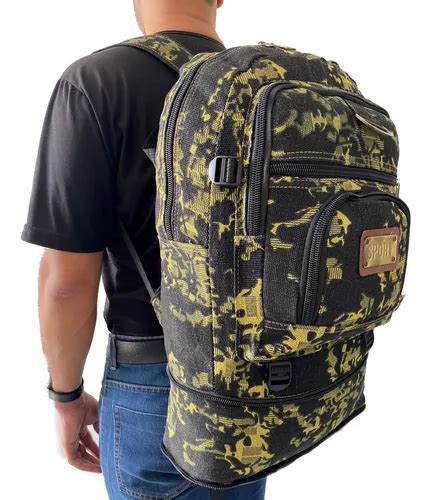 Mochila Grande Em Lona Barato Expansivo Litros Camuflada Escorrega