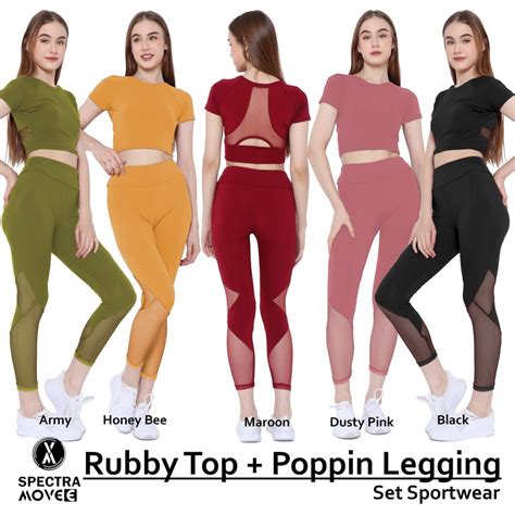 Jual Baju Senam Rubby Top Legging Poppin Dijual Terpisah Baju Senam