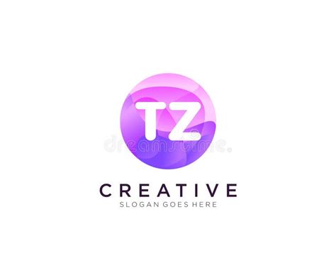 Tz Initial Logo With Colorful Circle Template Vector Stock Vector