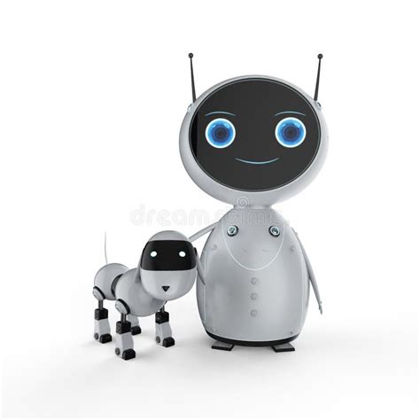 Cute robot with dog robot stock illustration. Illustration of industry - 144813947