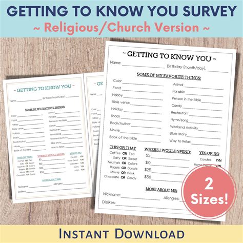 Secret Sister Church Questionnaire, Womens Ministry, Church Gift
