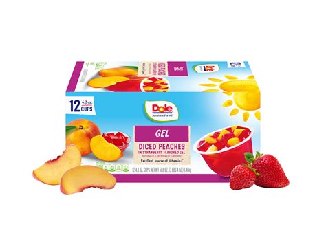 Peaches In Strawberry Flavored Gel 516oz Dole® Sunshine