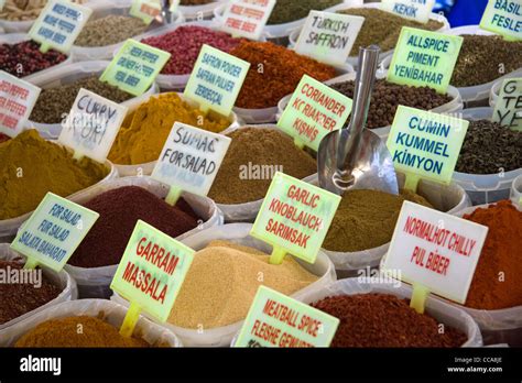 Spices on display in Turkish market Stock Photo, Royalty Free Image ...