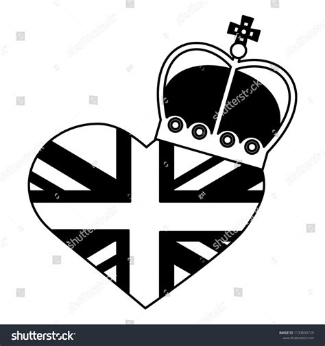 United Kingdom Flag Heart Crown Royal Stock Vector Royalty Free