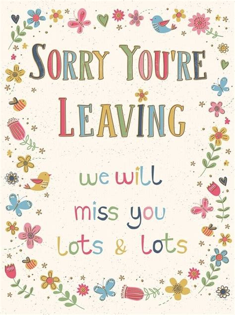 Extra Large Sorry You Re Leaving Card X Inches