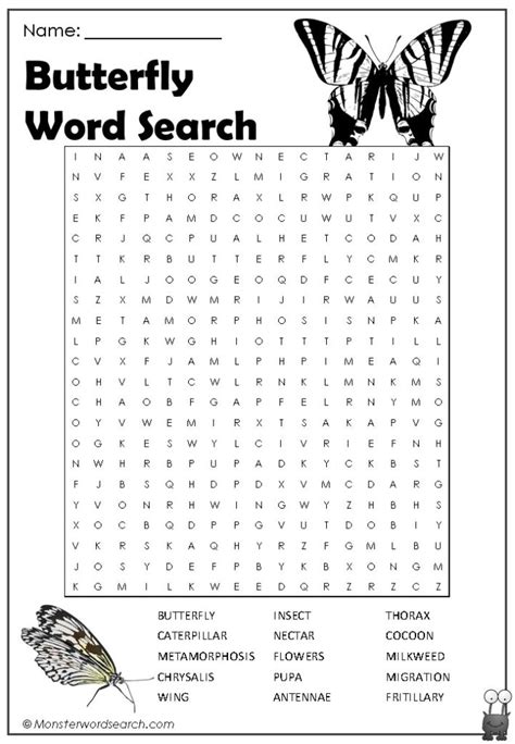 ButterfliesWord Search