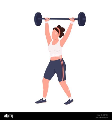 Woman Lifting Barbell Cartoon Vector Clipart FriendlyStock Atelier