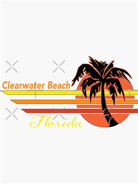 Vintage Style Clearwater Beach Florida Palm Tree Sunset Retro Souvenir