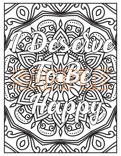 Mandala Coloring Pages 25 Inspirational Quotes Floral Etsy Uk