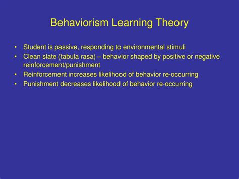 Ppt Behaviorism And Cognitivism Learning Theories Powerpoint