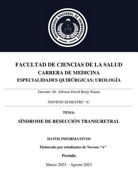 Sindrome de resección transuretral Jose Guaman uDocz