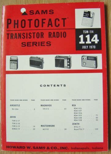 Sams Photofact TSM 114 July 1970 Transistor Radio Series Service