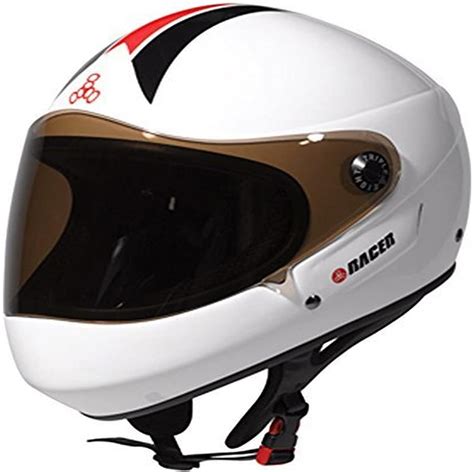 Amazon.com : Triple Eight Downhill Racer Full Face Helmet, White Glossy ...