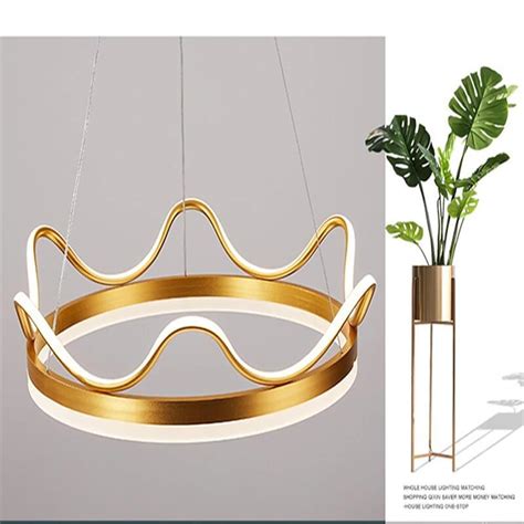 1 Light Dimmable Crown Design Pendant Lighting Led Aluminum Acrylic Li