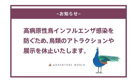 アドベンチャーワールド 公式 On Twitter 【高病原性鳥インフルエンザ対策について】 アドベンチャーワールドでは、日本国内での高