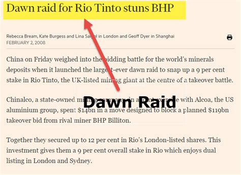 dawn raid meaning examples   takeovers work