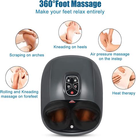 Quinear Shiatsu Foot Massager With Heat Deep Kneading Air Compression