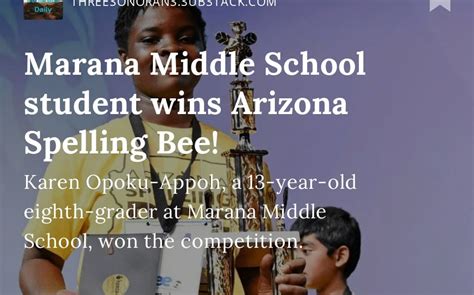 Marana Middle School student wins Arizona Spelling Bee!