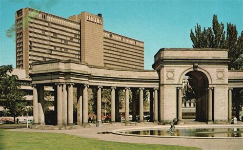 Vintage Postcard Hilton Hotel Suites Viewed From Civic Center Denver