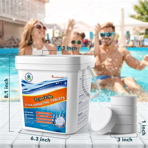 POOLWELL Pool & SPA Chlorine Tablets, 3-Inch/5Lb Strong Chlorinating ...