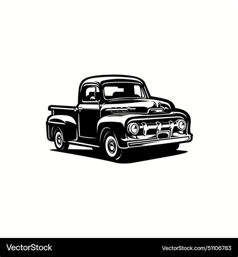 Vintage farm truck isolated monochrome Royalty Free Vector