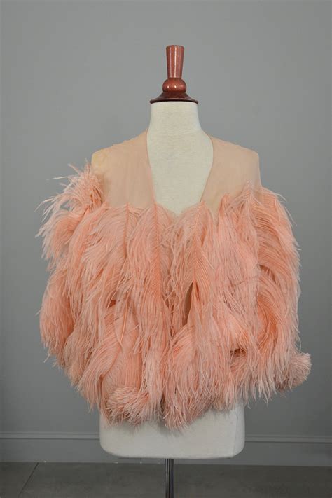 1920s Pink Feather Deco Shawl Cape Shrug Vintagevirtuosa