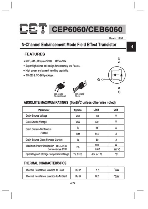 CEB6060 Transistor Datasheet Distribuidor Stock Y Mejor Precio