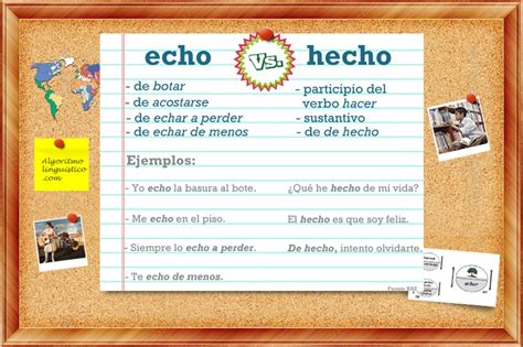 Echo Vs Hecho Ortograf A Gram Tica Del Espa Ol Leer Y Escribir