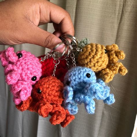 Crochet Octopus Keychain Amigurumi Octopus Etsy