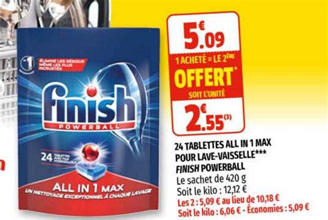 Promo 24 Tablettes All In 1 Max Pour Lave Vaisselle Finish Powerball