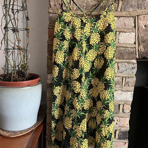 Fun Festival Pineapple Print Shift Dress Shift Depop