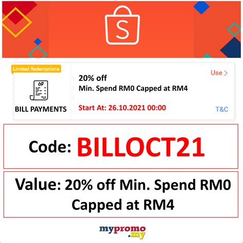 Shopee X Bills Voucher Code October 2021 Mypromo My