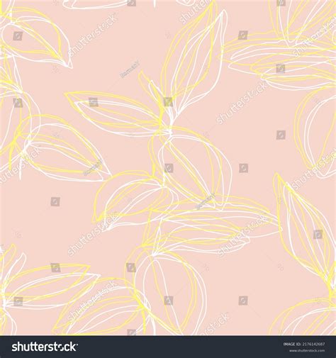 Minimalism Line Art Foliage Vector Seamless Stock Vector Royalty Free