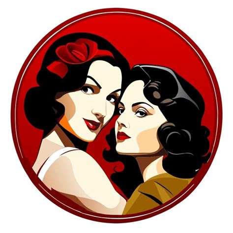 Vintage Valentine Lesbian Sticker Vector Illustration Premium AI Generated Vector