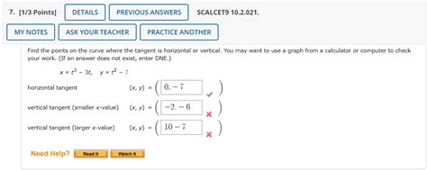 Solved Find The Points On The Curve Where The Tangent Is