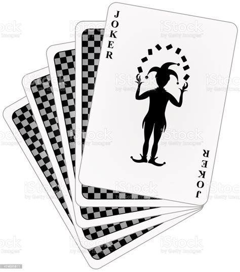 Black Back Side Of Playing Cards And Joker Stock Illustration