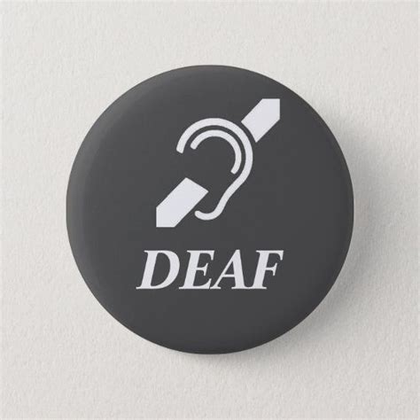 Deaf Symbol With Word Deaf Button Zazzle Deaf Emoji For Instagram