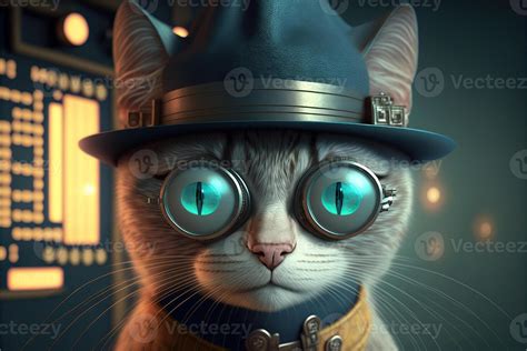 strange inspector gadget cat illustration 23035453 Stock Photo at Vecteezy