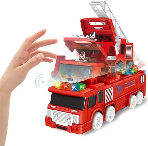 Battery Operated Light Siren Toy Transformers Fire Truck Movable Toy ...