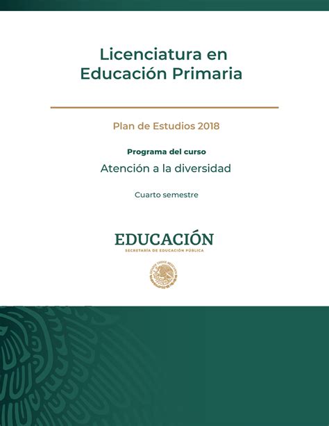 Atención a la Diversidad Plan de Estudios 2018 Programa del curso