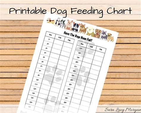 Monthly Printable Dog Feeding Chart. Dog Food Schedule. Pet Food ...