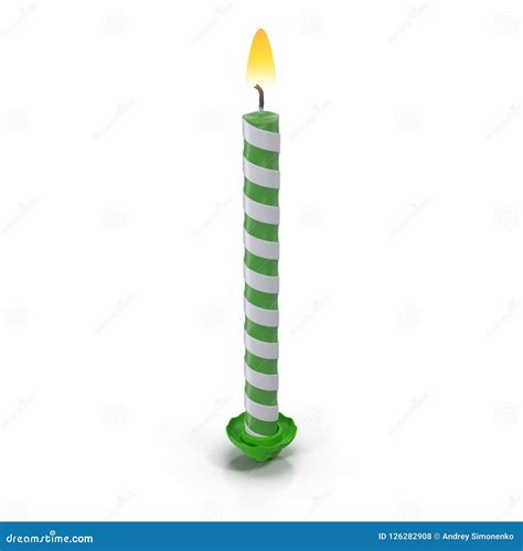 Birthday Candle With Flame On White 3d Illustration Stock Illustration