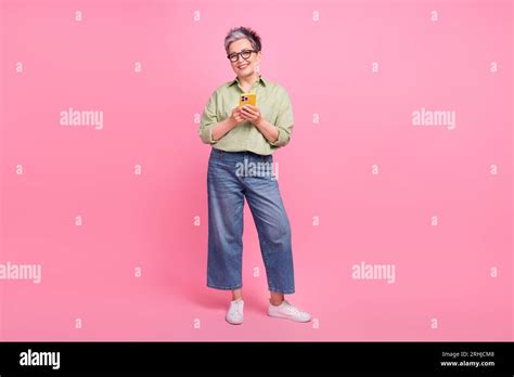 Full Body Size Photo Of Optimistic Mature Age Satisfied Businesswoman
