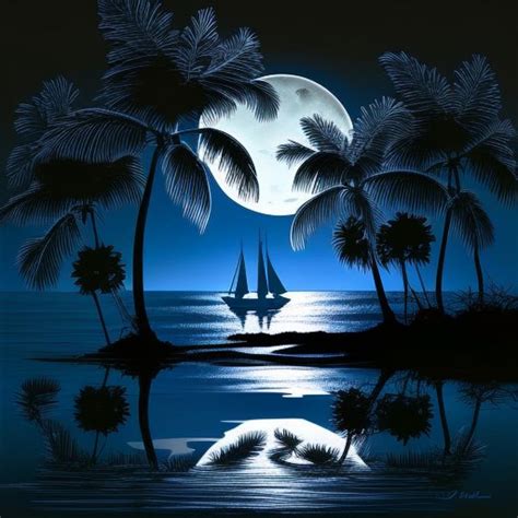 A Moonlight Sail Digital Art By John Carothers Fine Art America