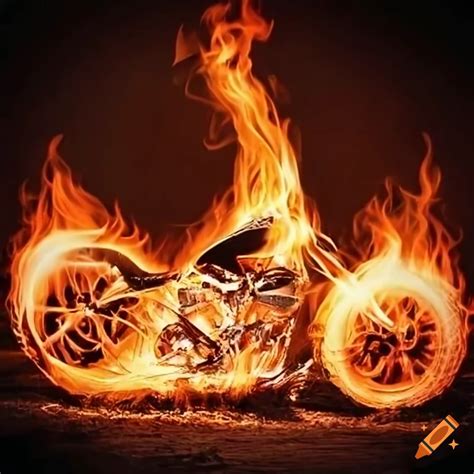 Image Of A Motorcycle Engulfed In Flames On Craiyon