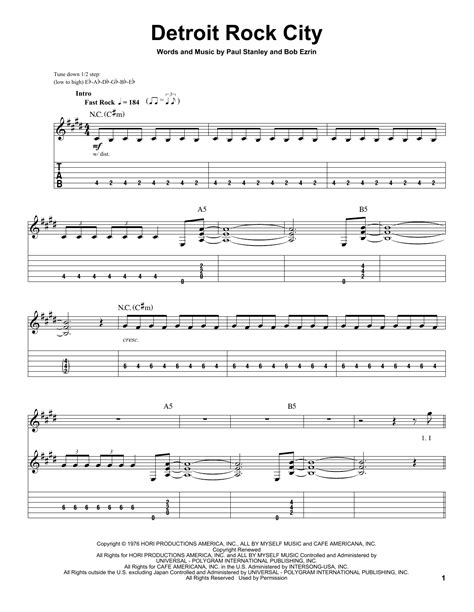 Detroit Rock City | Sheet Music Direct