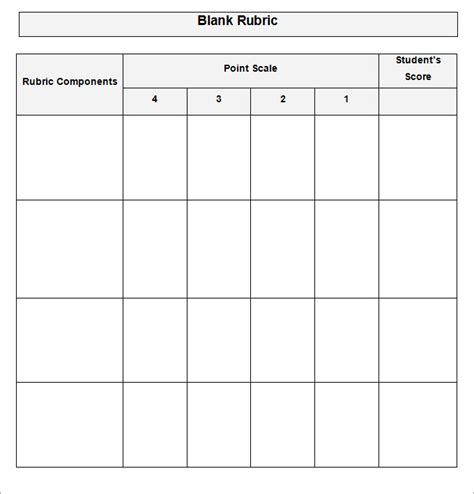 Blank Rubric Template Free Printable Pdf Word Excel Format Hot Sex Picture